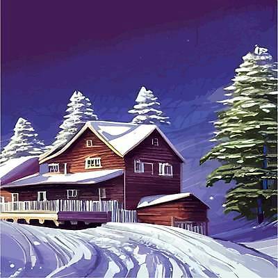 EPS 해외이미지 나무 겨울 일러스트 주택 사람없음 설원 추위 눈 숲 눈길 해외202309 해외일러스트 자연요소 식물 계절 길 날씨 눈_날씨 건물 파일형식 벡터