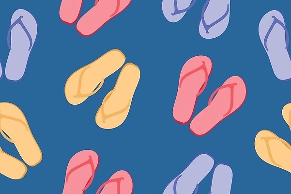 EPS 해외이미지 백그라운드 패턴 일러스트 슬리퍼 사람없음 파란색 쪼리 해외202309 해외일러스트 컬러 신발 무늬 샌들 파일형식 벡터