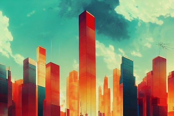 JPG 해외이미지 일러스트 하늘 빌딩 사람없음 컬러풀 도시 분위기 해외202309 해외일러스트 컬러 컨셉 건물 파일형식