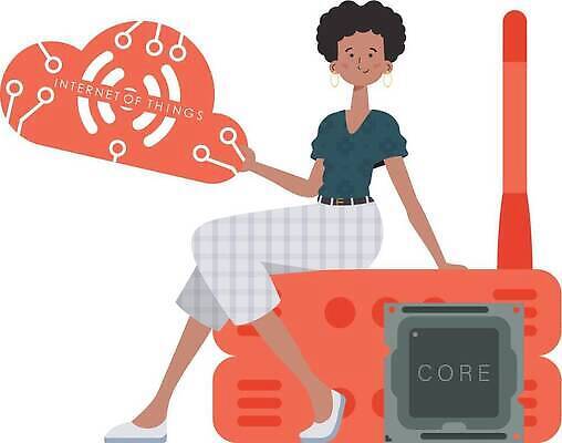 EPS 해외이미지 전신 여자 일러스트 한명 들기 앉기 성인 와이파이 클라우드서비스 사물인터넷 성인여자한명만 해외202309 해외일러스트 1 모션 정보기술 사람 서비스 무선인터넷 여자한명만 성인여자만 파일형식 벡터