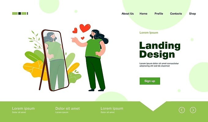 EPS 해외이미지 전신 캐릭터 응시 여자 행복 컨셉 일러스트 사랑 성인 뷰티 반사 거울 잡기 자신감 플랫 만화 긍정 감탄 성격 셀프 유아독존 자부심 벡터 자극 해외202309 해외일러스트 일러캐릭터 시선 감정 모션 사람 파일형식