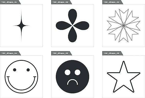 EPS 해외이미지 별 일러스트 추상 사람없음 그래픽 반짝임 세트 검은색 찡그림 라인아트 복고 엘리먼트 Y2K 해외202309 해외일러스트 자연요소 선 컬러 컨셉 무늬 모션 표정 파일형식 벡터