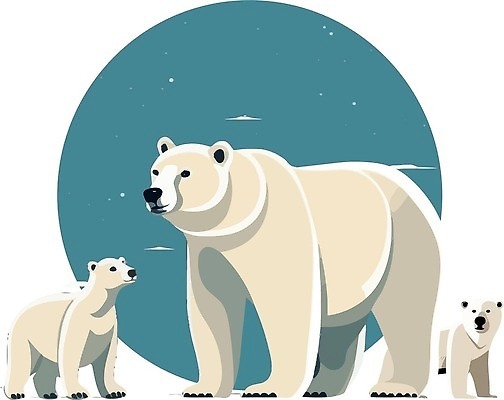 EPS 해외이미지 야생동물 새끼 일러스트 자연 세마리 사람없음 큼 북극곰 해외202309 해외일러스트 동물 곰 3 크기 생태계 파일형식 벡터