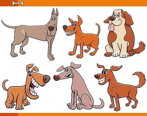 EPS 해외이미지 캐릭터 일러스트 앉기 사람없음 반려동물 세트 갈색 귀여움 개 만화 해외일러스트 일러캐릭터 동물 컬러 컨셉 포유류 모션 파일형식 벡터