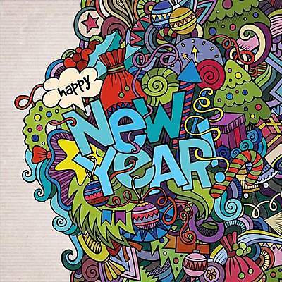 EPS 해외이미지 나무 크리스마스 일러스트 새해 폭죽 사람없음 낙서 가득함 해피뉴이어 지팡이사탕 레터링 오너먼트 해외202309 해외일러스트 식물 기념일 크리스마스장식 사탕 새해인사 파일형식 벡터