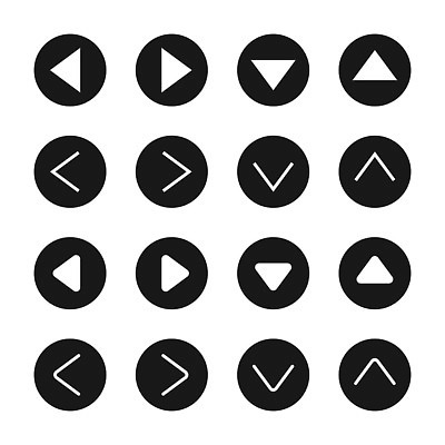 EPS 해외이미지 디자인 배너 일러스트 화살 세트 디지털 검은색 웹 원형 어플리케이션 정상 접속 왼쪽 사인 윤곽 네비게이션 다음 벡터 해외202309 해외일러스트 도형 컬러 인터넷 방향 파일형식