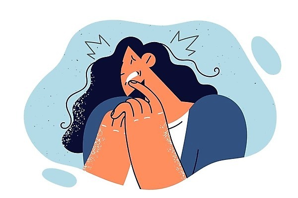 EPS 해외이미지 여자 일러스트 스트레스 한명 상반신 성인 놀람 무서움 불안 걱정 긴장 트러블 성인여자한명만 해외202309 해외일러스트 1 감정 표정 사람 여자한명만 성인여자만 파일형식 벡터