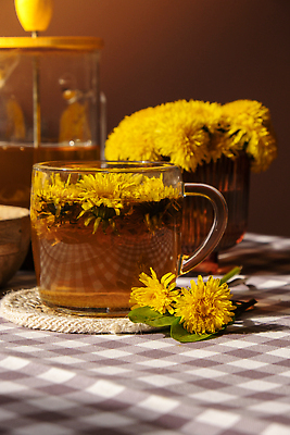 포토 JPG 해외이미지 사람없음 노란색 식탁보 찻잔 민들레 컵받침 체크무늬 찻잎 꽃차 해외202309 해외포토 꽃 컬러 무늬 잔 차_음료 받침대 파일형식