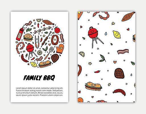 EPS 해외이미지 패턴 일러스트 육류 사람없음 갈색 낙서 바비큐 해외202309 해외일러스트 음식 컬러 무늬 식재료 파일형식 벡터