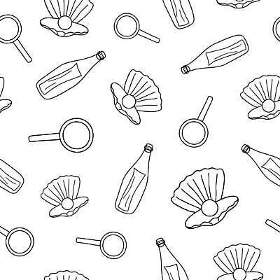 EPS 해외이미지 디자인 종이 바다 여행 백그라운드 패턴 일러스트 휴가 항해 검은색 흰색 직물 메시지 낙서 인쇄 비밀 스케치 편지 심볼 사인 그림 윤곽 손그림 엘리먼트 벡터 반복 해외202309 해외일러스트 컬러 컨셉 무늬 배_교통 미술 파일형식