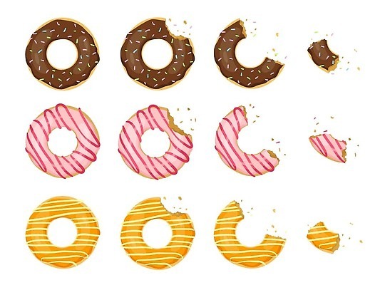 EPS 해외이미지 일러스트 사람없음 도넛 가루 먹기 부스러기 해외202309 해외일러스트 모션 디저트 파일형식 벡터