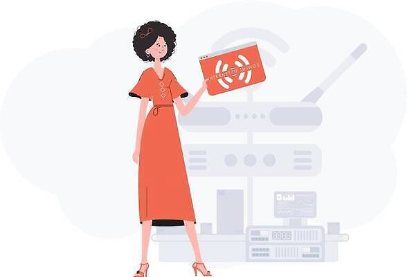 EPS 해외이미지 전신 여자 일러스트 한명 들기 성인 인터넷창 사물인터넷 성인여자한명만 해외202309 해외일러스트 1 인터넷 모션 정보기술 사람 여자한명만 성인여자만 파일형식 벡터