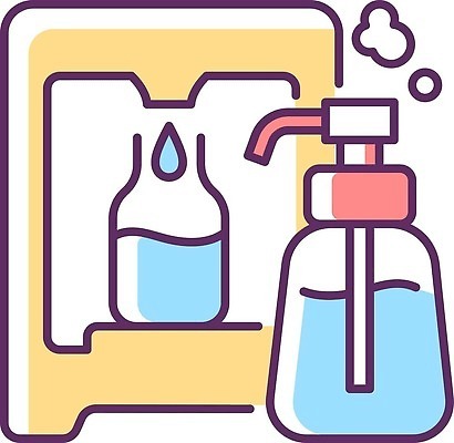 EPS 해외이미지 라인일러스트 일러스트 사람없음 화장품 병 비누 클렌징 거치대 세정제 엘리먼트 해외202309 해외일러스트 식기 위생용품 뷰티 청결 파일형식 벡터