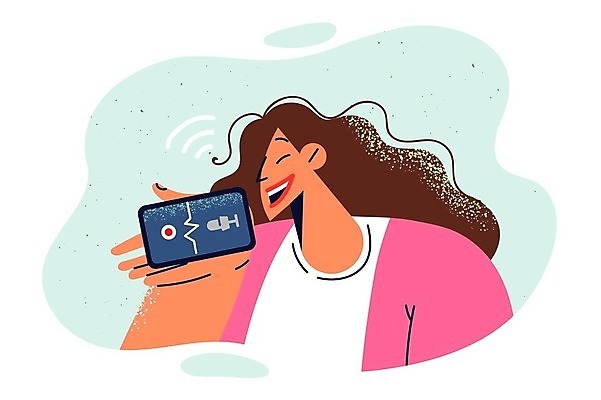 EPS 해외이미지 라이프스타일 여자 일러스트 말하기 한명 들기 상반신 성인 스마트폰 문자메시지 성인여자한명만 해외202309 해외일러스트 1 모션 사람 생활 핸드폰 스마트기기 메시지 여자한명만 성인여자만 파일형식 벡터