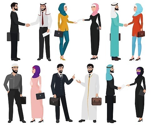 EPS 해외이미지 직업 전통 드레스 옷 여자 남자 얼굴 컨셉 일러스트 비즈니스 노동자 악수 사람 인종 정장 성인 세트 사무실 인사 비즈니스맨 비즈니스우먼 그룹 플랫 중앙 이슬람교 만화 수집 동료 아라비아 동쪽 사우디아라비아 아랍에미리트 고립 아랍어 벡터 해외202309 해외일러스트 종교 중동 관계 손짓 신체부위 예절 직장인 방향 파일형식
