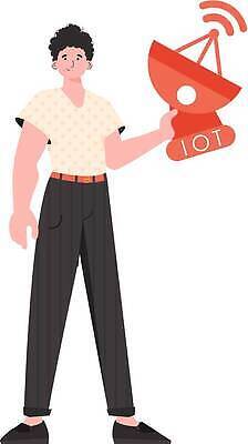 EPS 해외이미지 전신 남자 일러스트 안테나 한명 들기 성인 사물인터넷 성인남자한명만 해외202309 해외일러스트 1 통신 모션 정보기술 사람 남자한명만 성인남자만 파일형식 벡터
