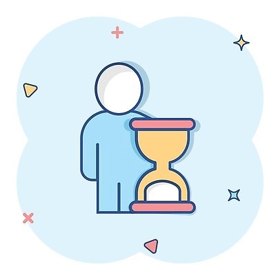 EPS 해외이미지 전신 하늘색 일러스트 한명 사람 반짝임 심볼 모래시계 심플 해외202309 해외일러스트 1 모래 시계 모션 파란색 파일형식 벡터