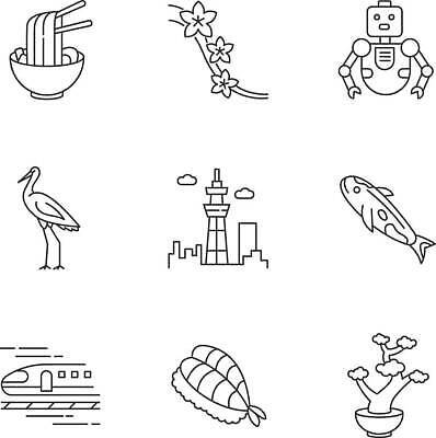 EPS 해외이미지 클립아트 나무 전통 디자인 꽃 아시아 선 컨셉 일러스트 조류 하늘 미술 동양인 세트 픽토그램 탑 일본 웹 중국 초밥 기차 회 벚꽃 플랫 도쿄 수집 심볼 로봇 기중기 사인 보따리 국수 그림 윤곽 팩 분재 잉어 고립 전국 벡터 해외202309 해외일러스트 식물 동물 건축물 나라 음식 육상교통 인터넷 문화예술 대중교통 어류 인종 화장품 면류 중장비 일본음식 파일형식