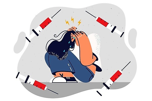 EPS 해외이미지 여자 일러스트 주사기 한명 성인 고통 위험 웅크림 마약 마약중독 불법 성인여자한명만 해외202309 해외일러스트 1 감정 컨셉 의료기기 모션 사람 범죄 중독 여자한명만 성인여자만 파일형식 벡터