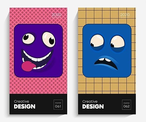 EPS 해외이미지 디자인 배너 포스터 일러스트 추상 표정 사람없음 그래픽 컬러풀 화려 메롱 기하학 해외202309 해외일러스트 컬러 컨셉 무늬 모션 파일형식 벡터