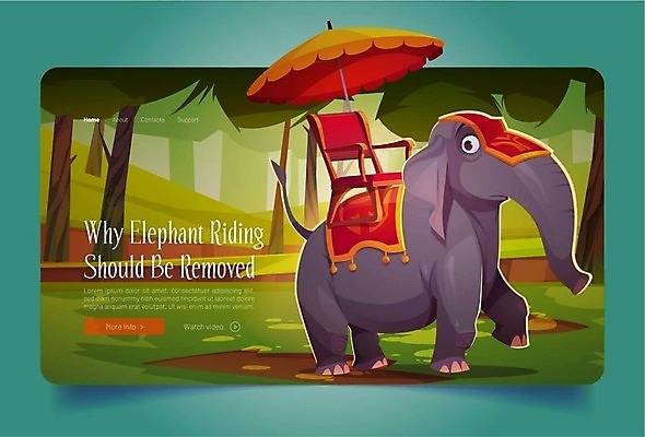 EPS 해외이미지 의자 일러스트 자연 코끼리 사람없음 금지 숲 만화 해외202309 해외일러스트 가구 포유류 생태계 파일형식 벡터