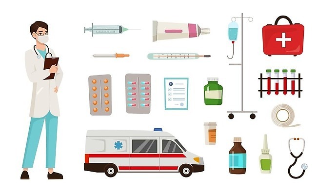 EPS 해외이미지 무료이미지 남자 컨셉 유니폼 일러스트 청진기 의료기기 건강 병원 주사기 한명 성인 세트 알약 약 장비 의사 구급상자 온도계 구급차 링거 엘리먼트 혈액채취 해외202309 해외일러스트 1 옷 의학 자동차 사람 의료진 의료용품 파일형식 벡터 무료콘텐츠