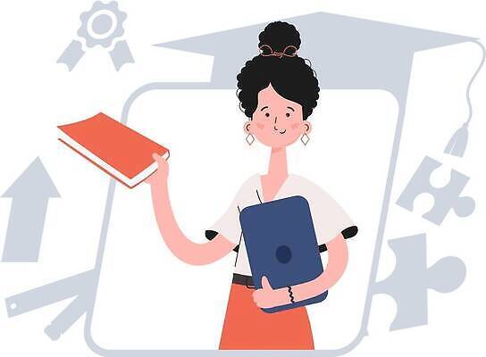 EPS 해외이미지 여자 교육 일러스트 한명 들기 상반신 성인 책 학습 태블릿 스마트 성인여자한명만 해외202309 해외일러스트 1 컨셉 모션 사람 전자제품 스마트기기 여자한명만 성인여자만 파일형식 벡터