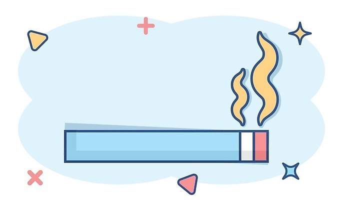 EPS 해외이미지 하늘색 일러스트 담배 사람없음 반짝임 연기 심볼 심플 해외202309 해외일러스트 모션 파란색 파일형식 벡터