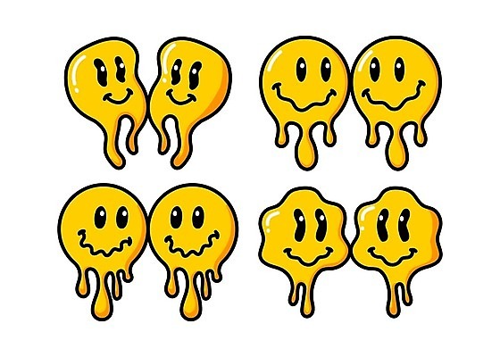 EPS 해외이미지 일러스트 사람없음 노란색 귀여움 흐름 복고 이모티콘 키치 Y2K 해외202309 해외일러스트 컬러 컨셉 파일형식 벡터