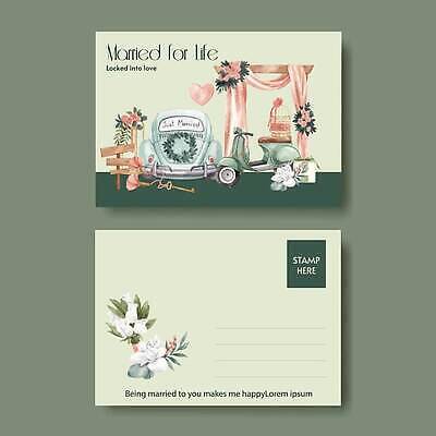 EPS 해외이미지 꽃 부케 일러스트 결혼식 사람없음 초록색 스쿠터 해외202309 해외일러스트 식물 컬러 꽃다발 결혼 오토바이 파일형식 벡터