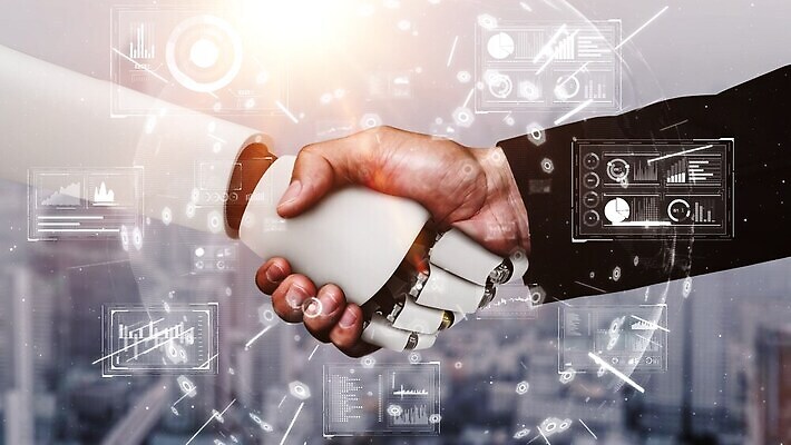 포토 해외이미지 손 비즈니스 그래프 미래 악수 신체부위 스크린 손잡기 기계 회색 로봇 AI_인공지능 해외202309 해외포토 AI파일 컬러 컨셉 모션 사람 손짓 파일형식 벡터