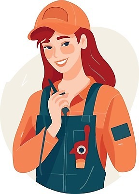 EPS 해외이미지 여자 유니폼 일러스트 한명 들기 상반신 성인 안전모 성인여자한명만 생산직 해외202309 해외일러스트 직업 1 옷 모션 사람 헬멧 안전장비 여자한명만 성인여자만 파일형식 벡터