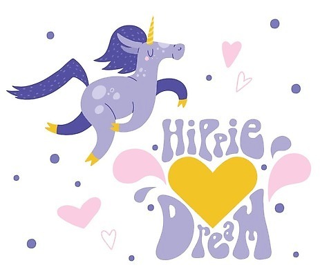 EPS 해외이미지 일러스트 상상 사람없음 보라색 희망 꿈 하트 비행 유니콘 환상 해외202309 해외일러스트 모양 감정 컬러 컨셉 파일형식 벡터