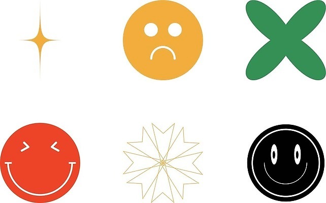 EPS 해외이미지 꽃 일러스트 추상 사람없음 그래픽 빨간색 초록색 반짝임 세트 노란색 검은색 찡그림 라인아트 복고 엘리먼트 Y2K 해외202309 해외일러스트 식물 선 컬러 컨셉 무늬 모션 표정 파일형식 벡터