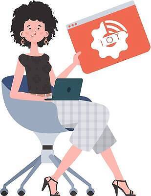 EPS 해외이미지 전신 여자 의자 일러스트 한명 들기 앉기 성인 노트북 인터넷창 사물인터넷 성인여자한명만 해외202309 해외일러스트 1 가구 인터넷 모션 정보기술 사람 전자제품 여자한명만 성인여자만 파일형식 벡터