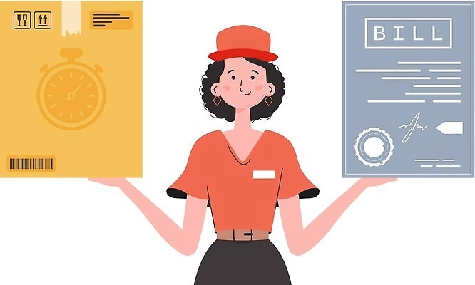 EPS 해외이미지 여자 유니폼 일러스트 한명 들기 상반신 성인 배송 택배 택배상자 성인여자한명만 해외202309 해외일러스트 1 옷 모션 사람 상자 운송업 여자한명만 성인여자만 파일형식 벡터