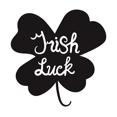 EPS 해외이미지 일러스트 타이포그라피 사람없음 검은색 행운 네잎클로버 심볼 아일랜드 해외202309 해외일러스트 식물 문자 유럽 컬러 컨셉 클로버 파일형식 벡터