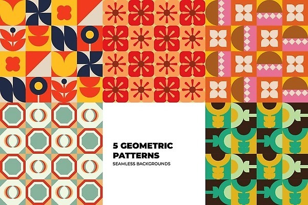 EPS 해외이미지 패턴 일러스트 사람없음 그래픽 초록색 세트 사각형 주황색 팔각형 지오메트릭 해외202309 해외일러스트 도형 컬러 무늬 파일형식 벡터