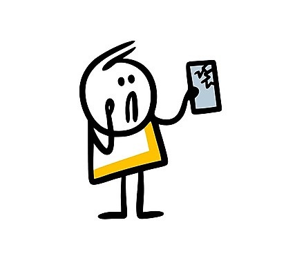 EPS 해외이미지 인물캐릭터 일러스트 한명 들기 사람 스마트폰 손상 슬픔 낙서 심플 해외202309 해외일러스트 일러캐릭터 캐릭터 1 감정 컨셉 모션 핸드폰 스마트기기 파일형식 벡터