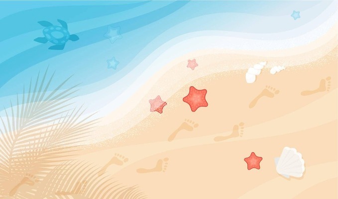 EPS 해외이미지 디자인 배너 어린이 모래 파도 바다 여행 백그라운드 컨셉 잎 일러스트 자연 휴가 불가사리 손바닥 그림자 사람 풍경 해변 그래픽 물 여름 파란색 여행객 산책 껍질 플랫 거북이 정상 인쇄 발자국 만화 흔적 휴양지 질감 하와이 석호 선로 양발 벡터 해외202309 해외일러스트 자연요소 식물 손 계절 컬러 자국 파충류 휴식 극피동물 미국 장소 생태계 파일형식