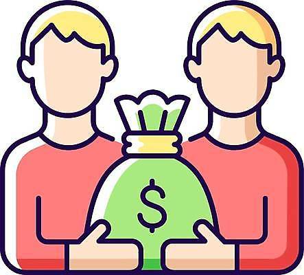 EPS 해외이미지 남자 일러스트 상반신 성인 두명 돈자루 당첨 로또 복권 얼굴없음 성인남자만 해외202309 해외일러스트 돈 사람 남자만 성인만 파일형식 벡터