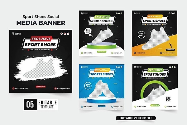 EPS 해외이미지 템플릿 디자인 배너 스포츠 신발 일러스트 검은배경 야외 세트 수집 연습 스니커즈 보따리 승진 달리기선수 마케팅 벡터 해외202309 해외일러스트 백그라운드 운동화 검은색 육상선수 파일형식