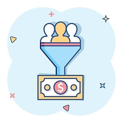 EPS 해외이미지 하늘색 지폐 일러스트 사람 상반신 세명 반짝임 심볼 심플 깔대기 해외202309 해외일러스트 돈 모션 파란색 파일형식 벡터