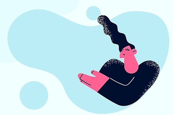 EPS 해외이미지 라이프스타일 여자 하늘색 일러스트 한명 상반신 성인 손뻗기 성인여자한명만 카피스페이스 해외202309 해외일러스트 1 모션 사람 생활 파란색 공백 여자한명만 성인여자만 파일형식 벡터