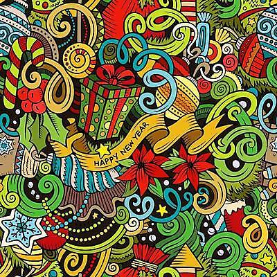 EPS 해외이미지 열매 꽃 리본 백그라운드 크리스마스 패턴 일러스트 추상 사탕 사람없음 선물상자 컬러풀 낙서 보따리 오너먼트 해외202309 해외일러스트 식물 기념일 컬러 크리스마스장식 무늬 디저트 선물 상자 파일형식 벡터