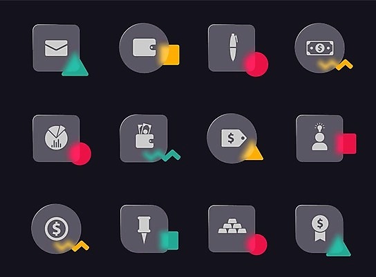 EPS 해외이미지 도형 지폐 일러스트 비즈니스 그래프 사람모양 사람없음 볼펜 꼬리표 달러 사각형 원형 투명 지갑 이메일 삼각형 압정 금괴 지그재그 글래스모피즘 해외202309 해외일러스트 모양 디자인 돈 펜 라벨 사무용품 황금 파일형식 벡터