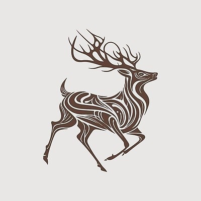 EPS 해외이미지 야생동물 선 일러스트 추상 사슴 사람없음 갈색 심볼 심플 사슴뿔 해외202309 해외일러스트 동물 컬러 무늬 포유류 뿔 파일형식 벡터