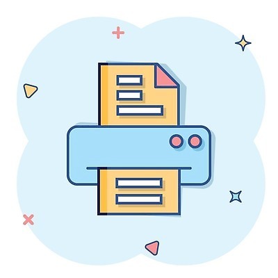 EPS 해외이미지 하늘색 일러스트 사람없음 반짝임 인쇄기 심볼 문서 심플 해외202309 해외일러스트 모션 파란색 전자제품 파일형식 벡터