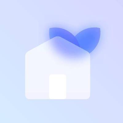 EPS 해외이미지 잎 일러스트 주택 사람없음 파란색 투명 집모양 글래스모피즘 해외202309 해외일러스트 모양 식물 디자인 컬러 건물 파일형식 벡터