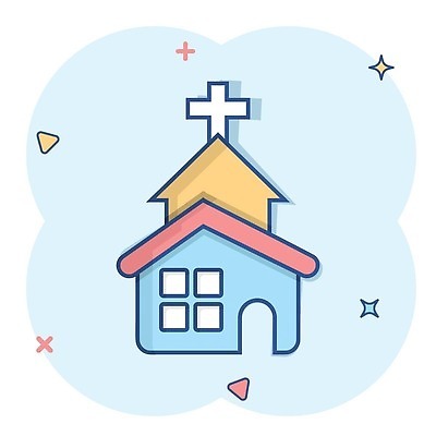 EPS 해외이미지 하늘색 십자가 일러스트 사람없음 반짝임 교회 심볼 심플 해외202309 해외일러스트 종교건축 모션 건물 파란색 파일형식 벡터